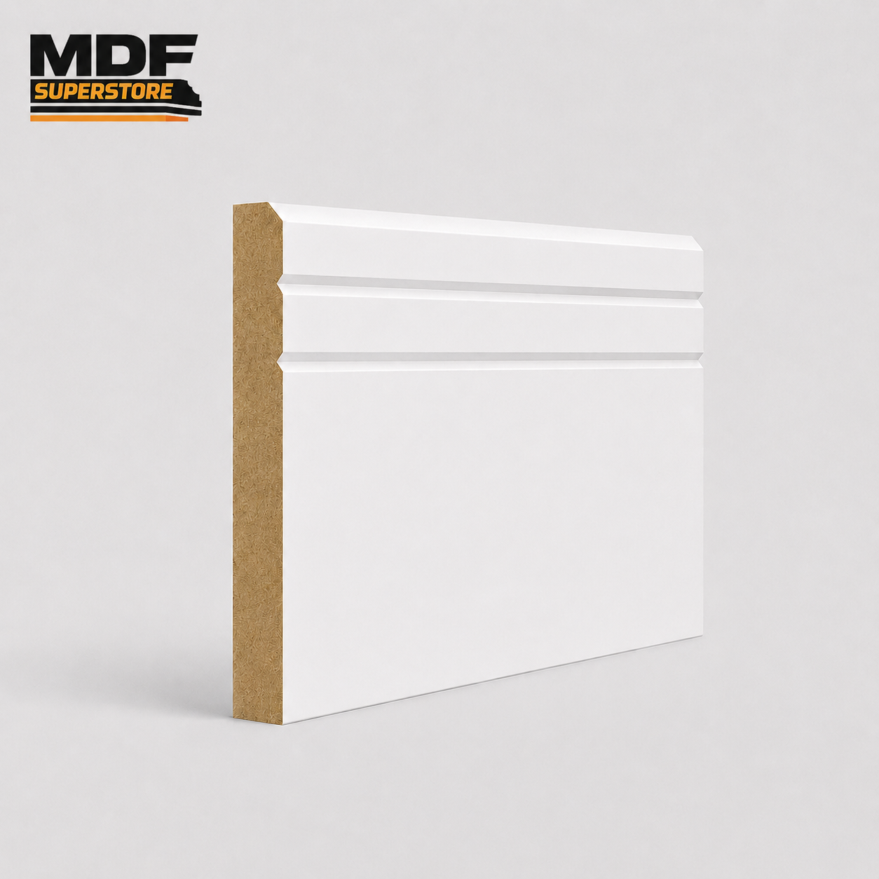 Splayed Double V-Groove Skirting Board MDF Primed